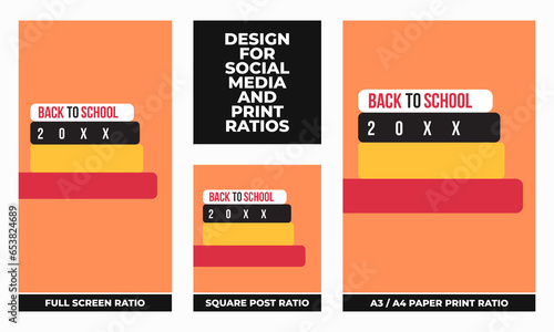 Back to school set for social media and print ratios vector set social media set design