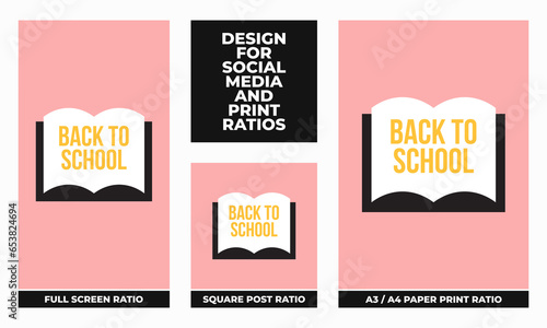 Back to school set for social media and print ratios vector set social media set design