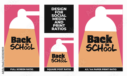 Back to school set for social media and print ratios vector set social media set design