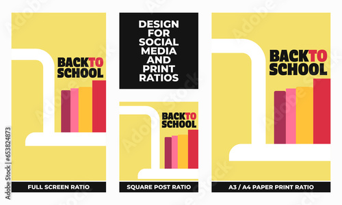 Back to school set for social media and print ratios vector set social media set design