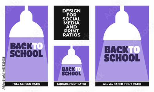 Back to school set for social media and print ratios vector set social media set design