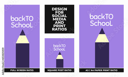 Back to school set for social media and print ratios vector set social media set design