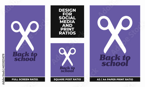 Back to school set for social media and print ratios vector set social media set design