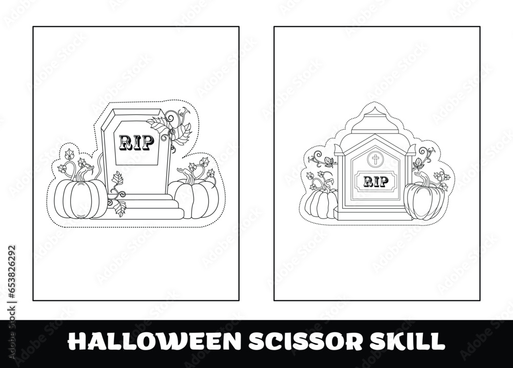 Halloween scissor skill for kids. Halloween scissor skill education coloring page for preschool kids. Halloween scissor skill for kids. Halloween scissor skill education coloring page for preschool kids.