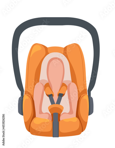 Children car seat with handle for carrying vector