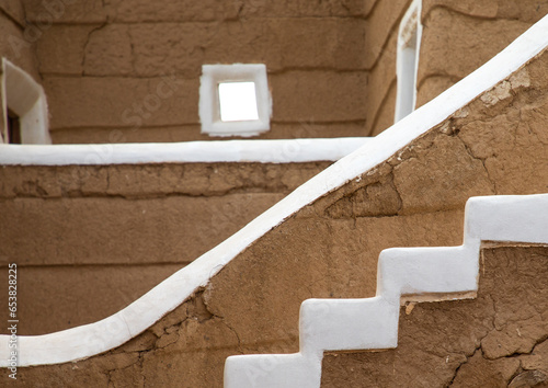 Emarah palace stairs in Aba Alsaud historical area, Najran Province, Najran, Saudi Arabia photo