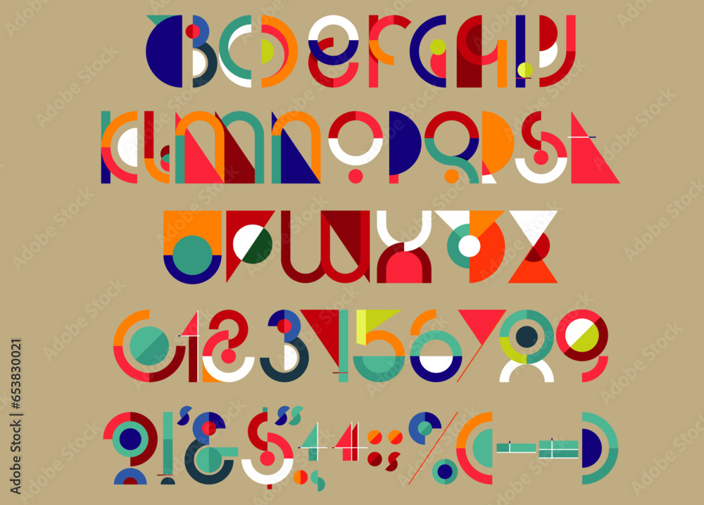 Fototapeta premium Vector Colorful & Geoemtric Alphabet