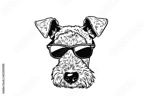 Cool Canine Vibes: Airedale Terrier Rocking Sunglasses Vector