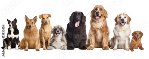 Happy smilling adult dogs of different breeds isolated on white background generative ai © Hixel
