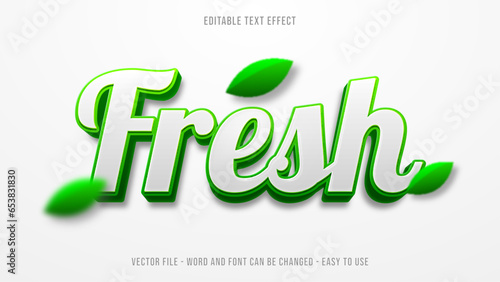 Editable text effect fresh green nature theme, leaf text effect style