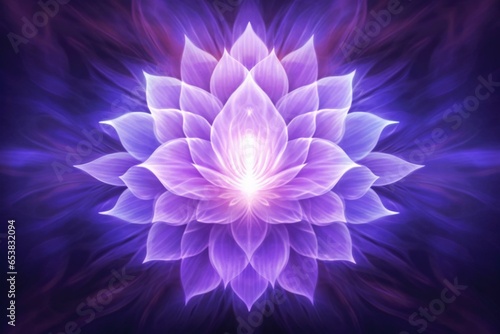 Image depicting the crown chakra in a spiritual backdrop. Generative AI