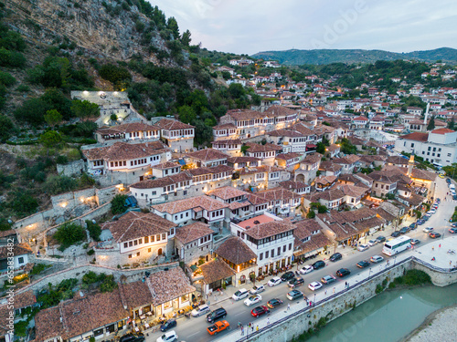 View of Mangalem neighbourhood in Berat Albania photo