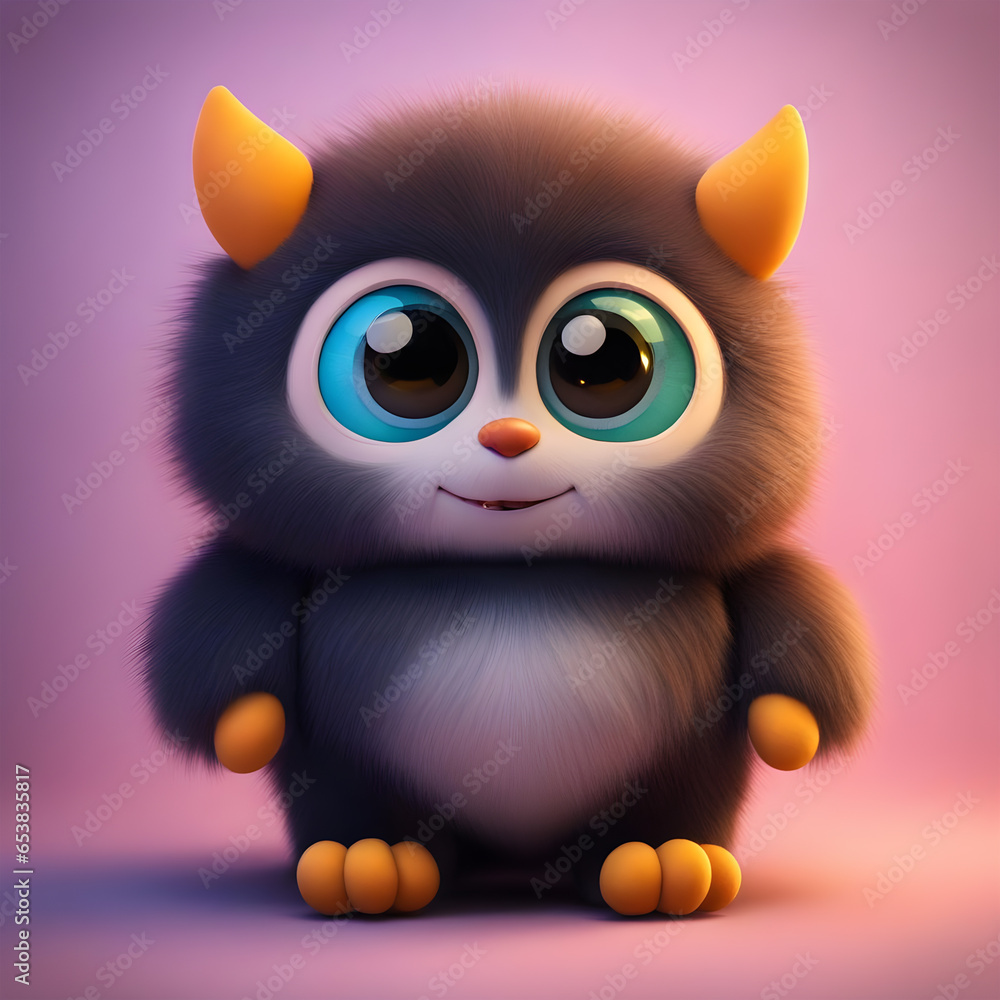 cute little monster smooth skin soft fur bright eyes