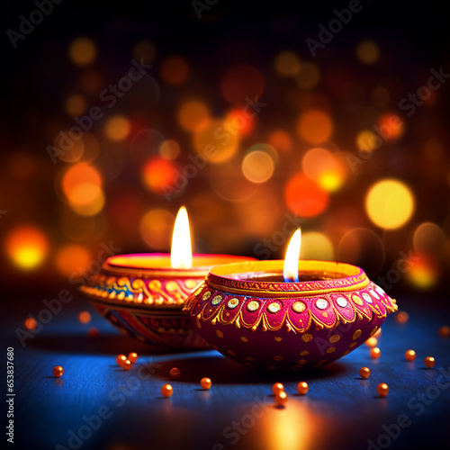 Happy Diwali background with Diya - ai generative
