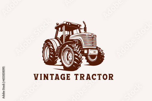 vintage tractor vector illustration 