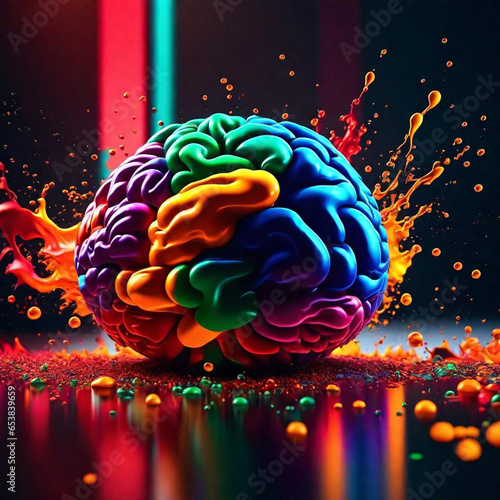 Illustration of an AI Brain and an Artist's Brain AI generated photo