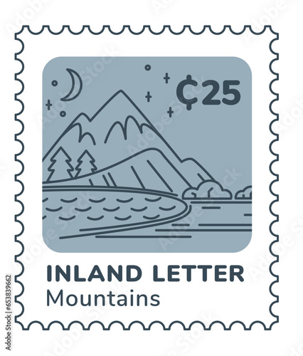 Inland letter postmark with landscape scenery