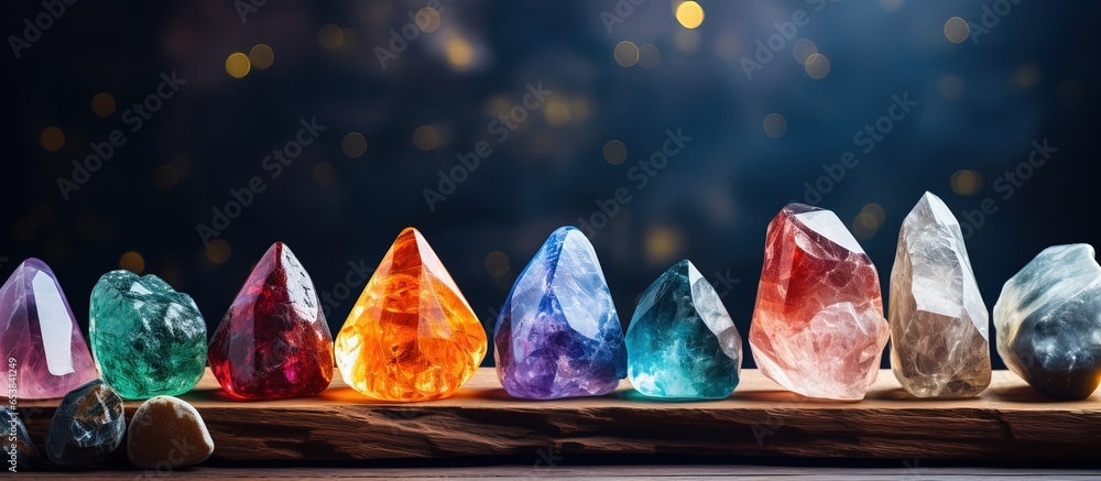 Gemstone therapy for holistic well being relaxation and spiritual practices Harnessing energetic powers through alternative rituals - obrazy, fototapety, plakaty 