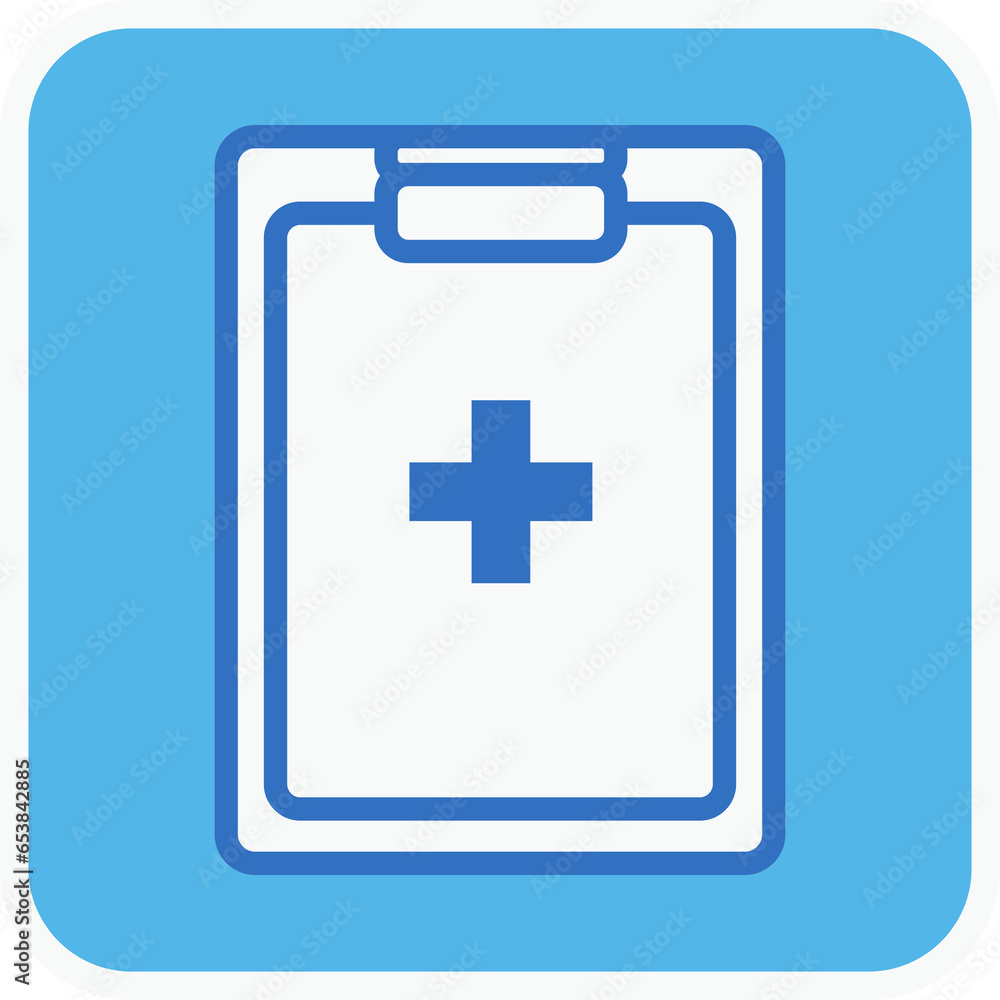 medical report flat icon in blue square. medical report flat icon in blue square.