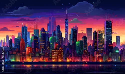 pixel art of colorful city building  ai generative