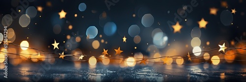 Golden stars on dark background concept for christmas