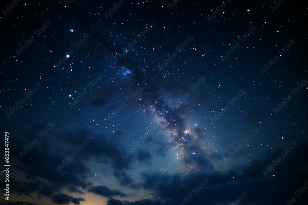 Fototapeta premium Celestial enchantment a low angle glimpse of the mesmerizing night sky