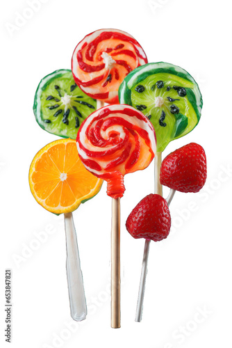 Multi-colored lollipop, Transparent background