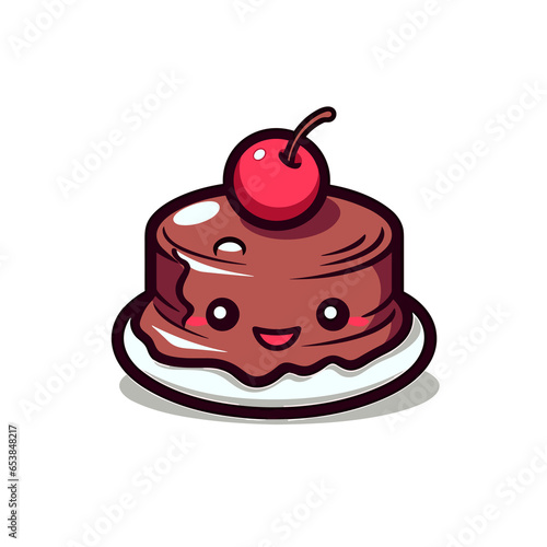 Chocolate Cherry Truffle Cake, Cartoon, Illustration, Design, PNG