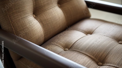 Closeup of brown lounge chair. Modern minimalist home living room interior. materials for furniture finishing