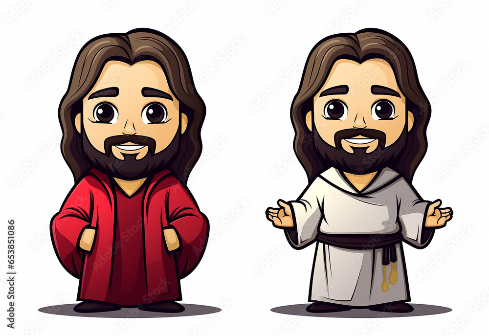 jesus cristo personagem de clipart colorido. Design de desenho animado para impressão de camiseta, ícone, logotipo, etiqueta, patch ou adesivo. Ilustração vetorial jesus cristo personagem de clipart colorido. Design de desenho animado para impressão de camiseta, ícone, logotipo, etiqueta, patch ou adesivo. Ilustração vetorial