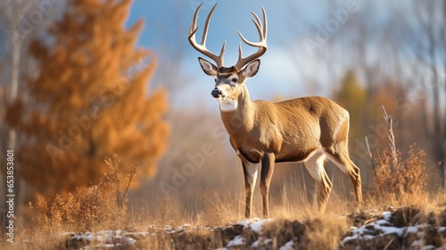 A close-up of a whitetail deer facing left.