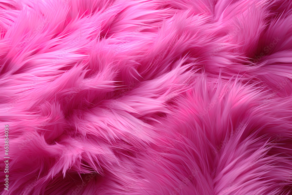abstract background texture of fluffy fur of bright pink color