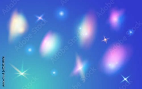 Set of transparent crystal leak reflections on a sky background