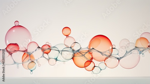  a group of bubbles floating on top of a white surface.  generative ai
