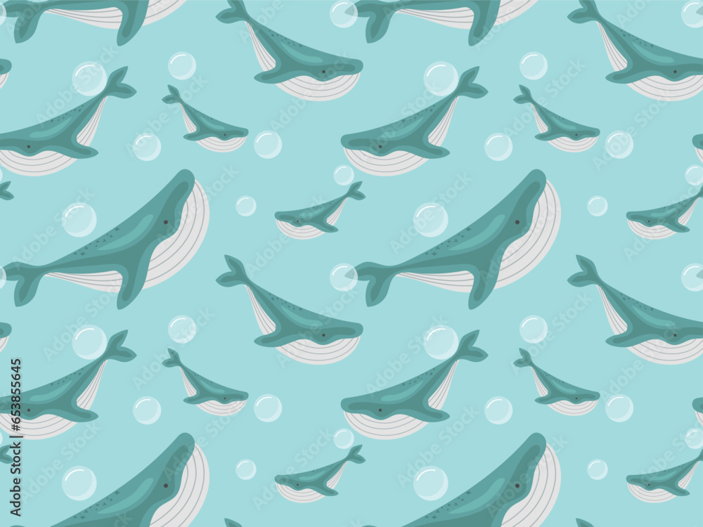 Seamless pattern with whales and air bubbles. vector illustration for wallpaper, wrapping paper, covers. Seamless pattern with whales and air bubbles. vector illustration for wallpaper, wrapping paper, covers.