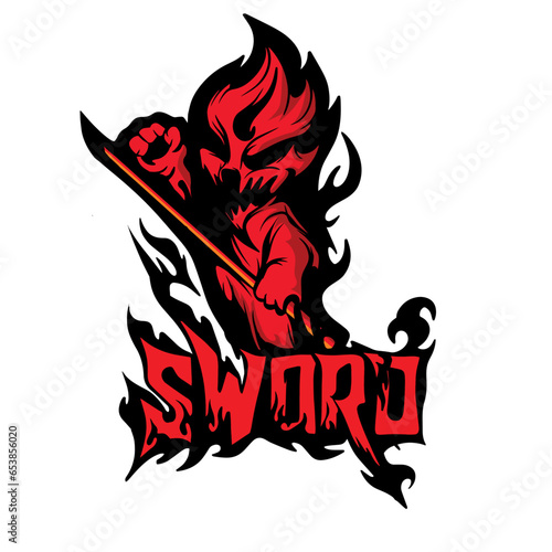 ghost with a sword in his hands. Vector illustration