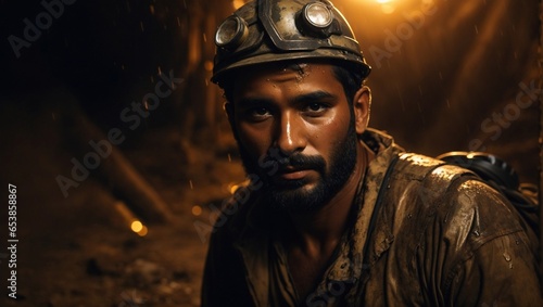 Search for gold in the dark: A miner pursues his dream under the moonlight © williamlacruz