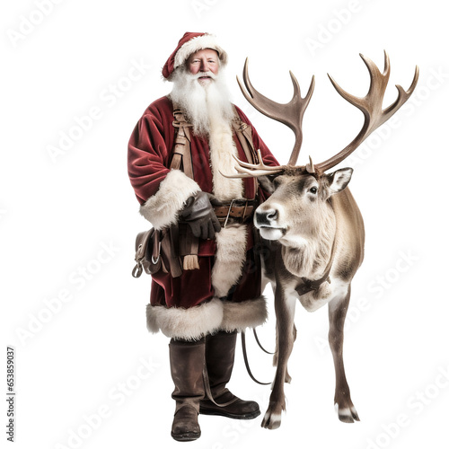 Père Noël avec son renne,  Joyeux Noël sans background, en transparence