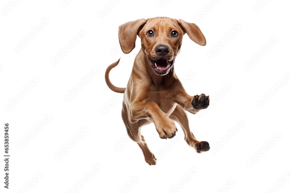 dog in motion, playing, running isolated on transparent background