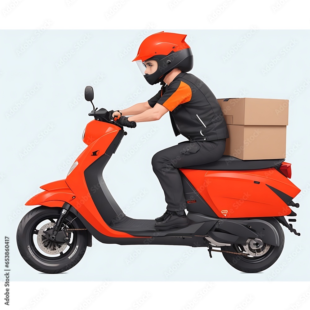 Vector fast food delivery man with box (Generative AI) Vector fast food delivery man with box (Generative AI)