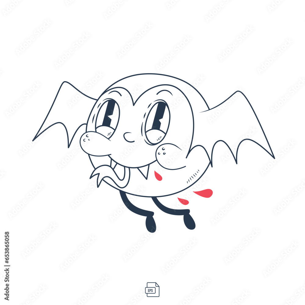 Fototapeta premium Halloween vector doodle character vampire and blood