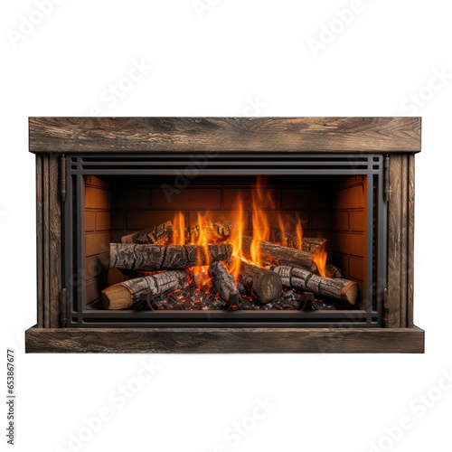 Wood Fireplace Insert isolated on transparent background