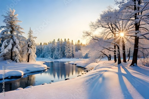 winter landscape with river