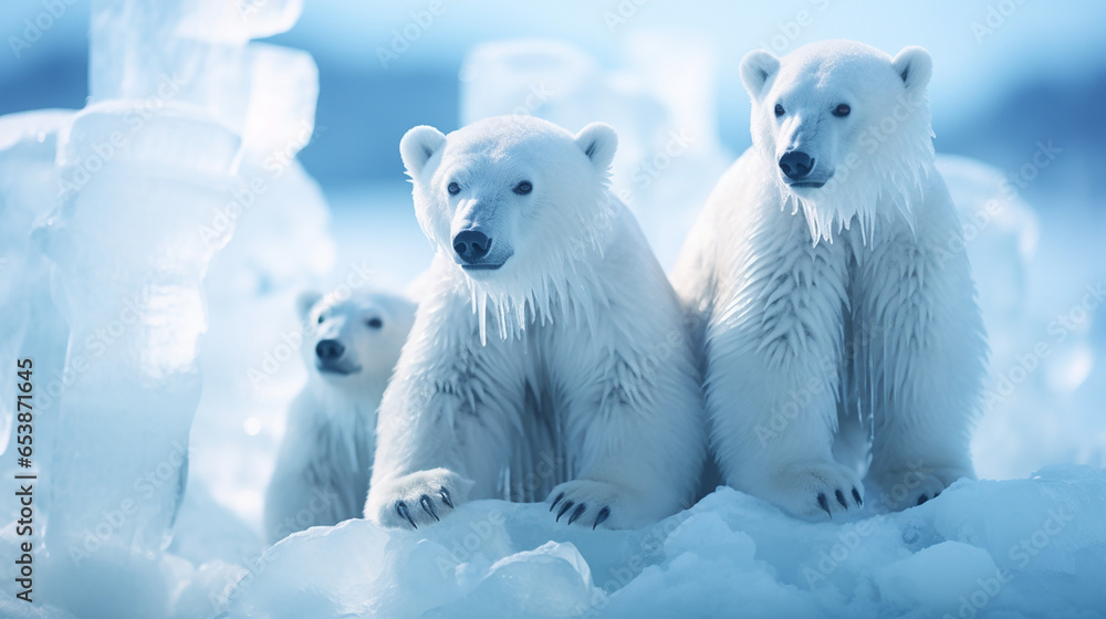 Polar bear in winter biome created with Generative Ai