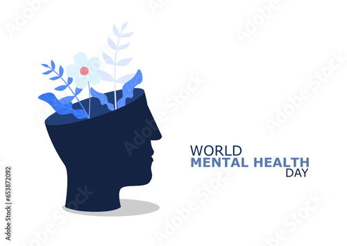 World Mental Health Day Concept Vector Illustration. Human brain positive
