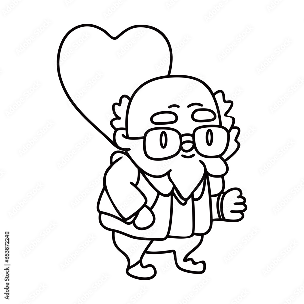 Valentines Day funny character line art
