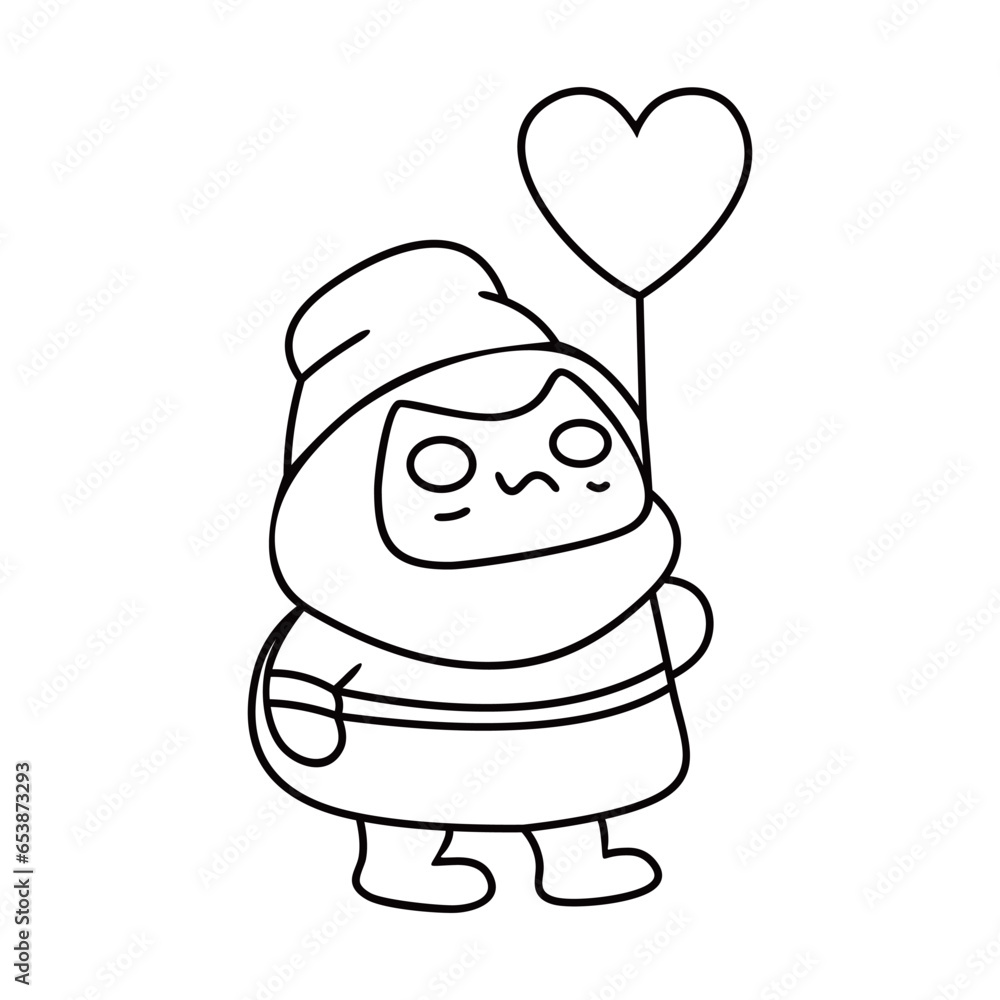 Valentines Day funny character line art Valentines Day funny character line art