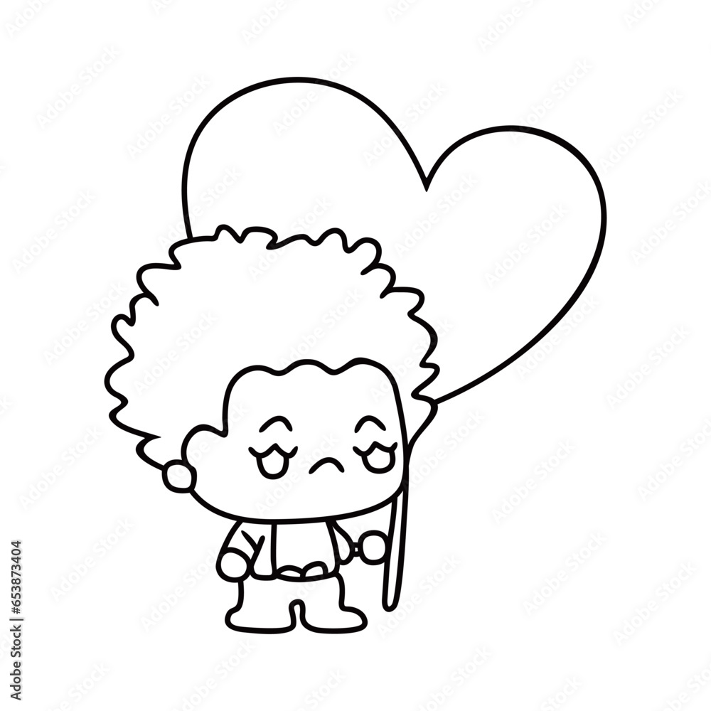 Valentines Day funny character line art Valentines Day funny character line art