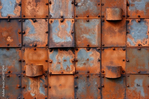 Pattern of seamless rusty bulkhead metal. Generative AI