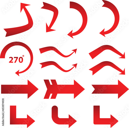 Red arrows set. Financial arrow growth decline different info path up down next interface direction cursor collection, various arrows, set of red arrows